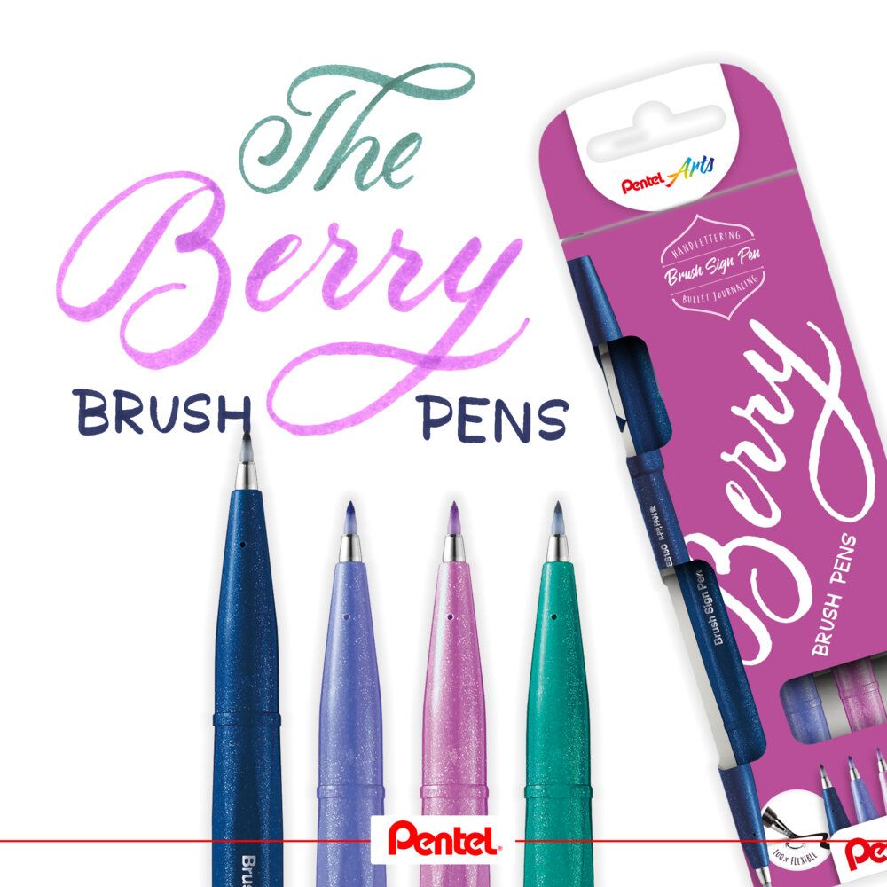Popisovače štětečkové Pentel brush pen Berry 4ks