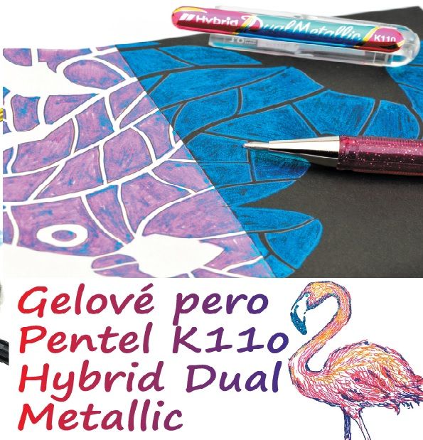Gelové pero Pentel Hybrid Dual fialová/metalická modrá