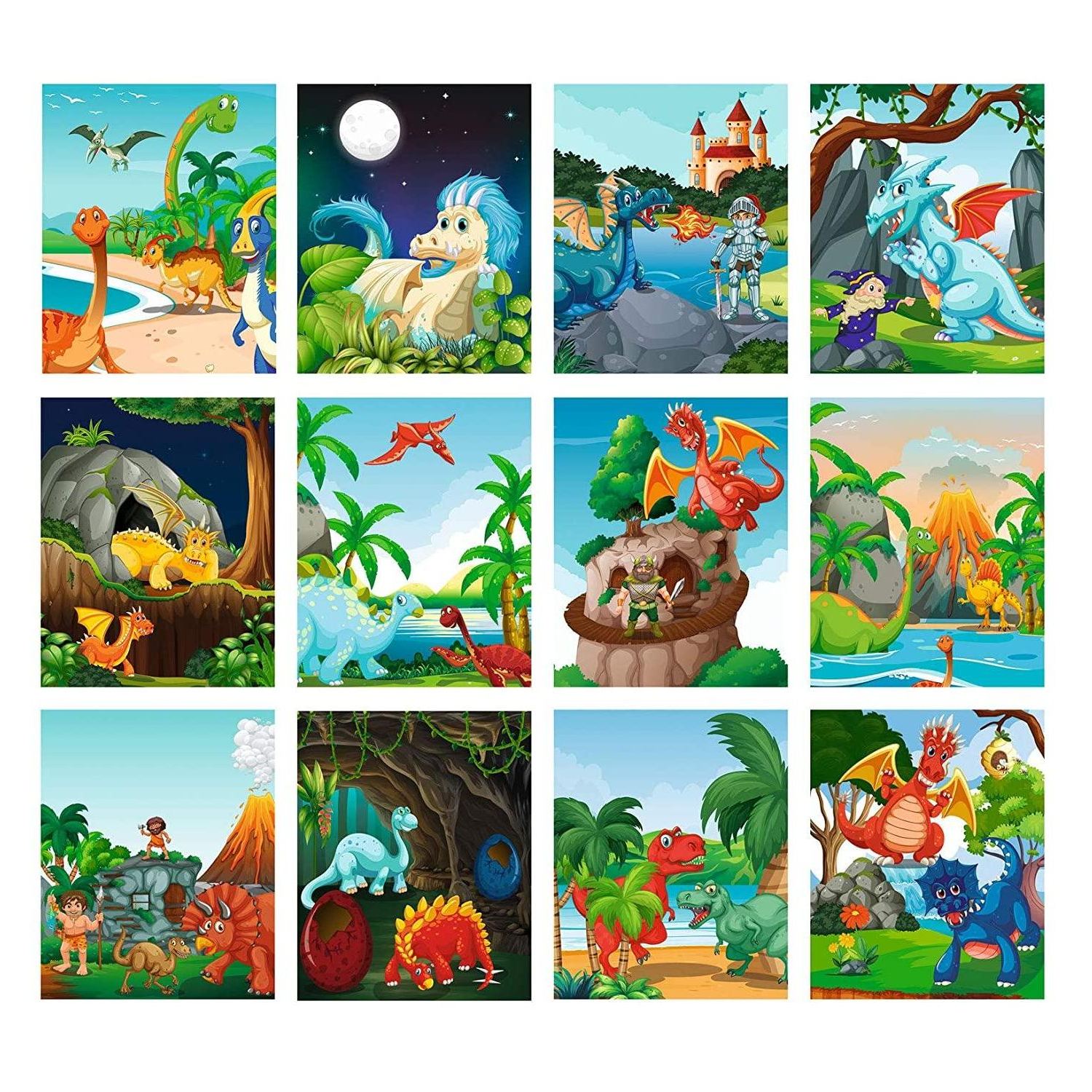 Škrábací obrázky sada Dinosauři (12ks)