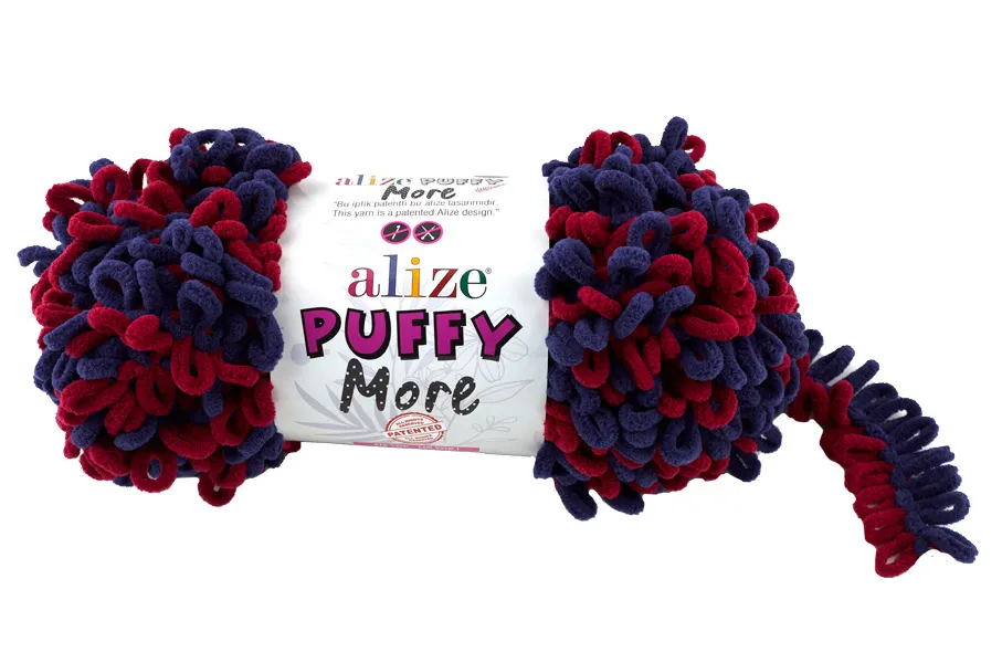 Příze Puffy More tm.červená/modrá Alize