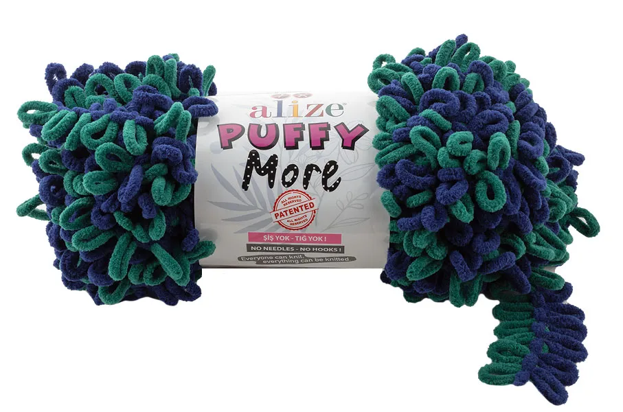 Příze Puffy More Zelená/modrá Alize