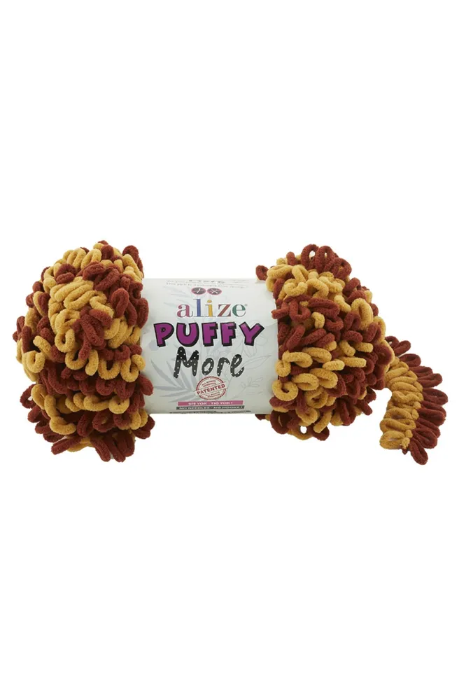 Příze Puffy More žlutá/rezavá Alize