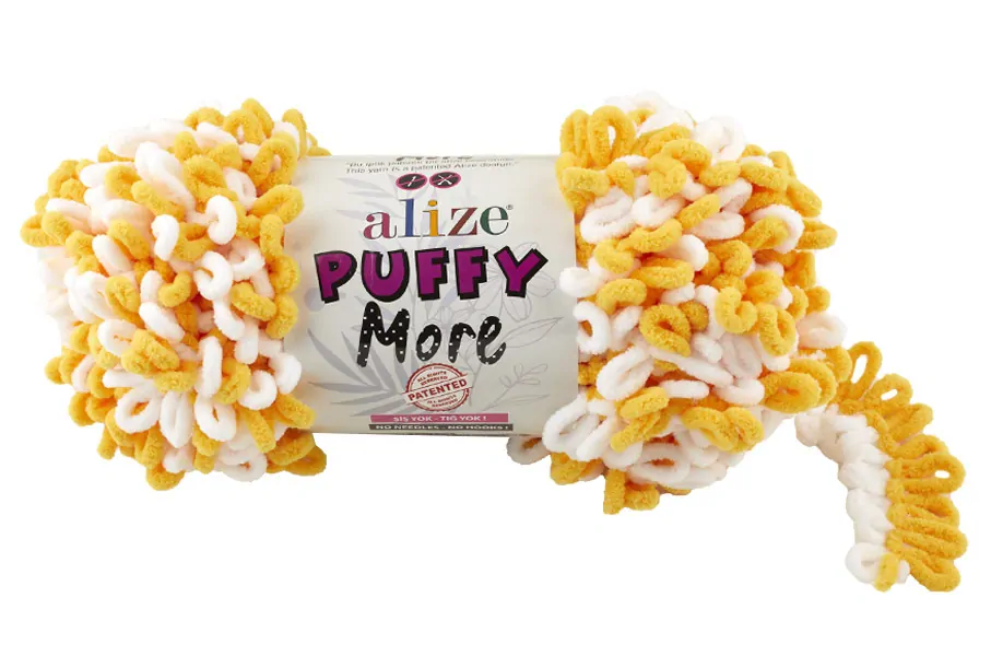 Příze Puffy More bílá žlutá Alize 1ks