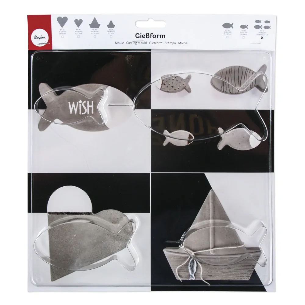 Forma na odlévání Ryby 4 velikosti 7,5-14,5 x 3,7-7,4 cm hloubka 3cm