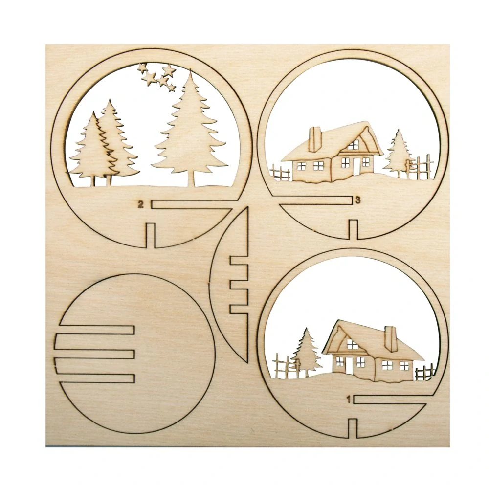 Dřevěná sestava Chaloupka o7,5cm+plast.koule