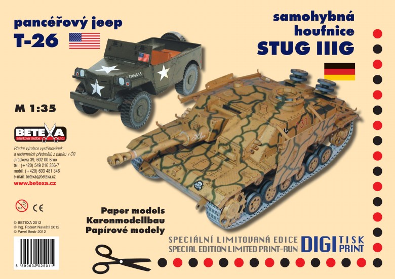 Vystřihovánka Jeep T-26 a houfnice Stug