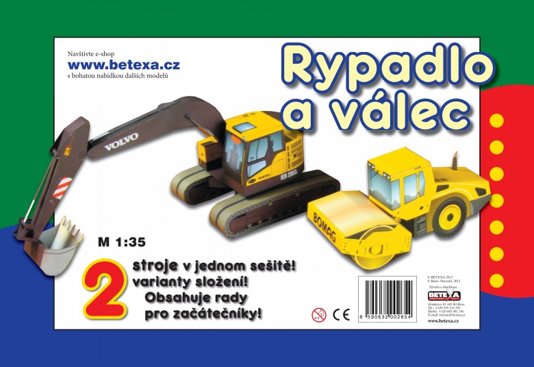 Vystřihovánka jednoduchá Rypadlo a válec