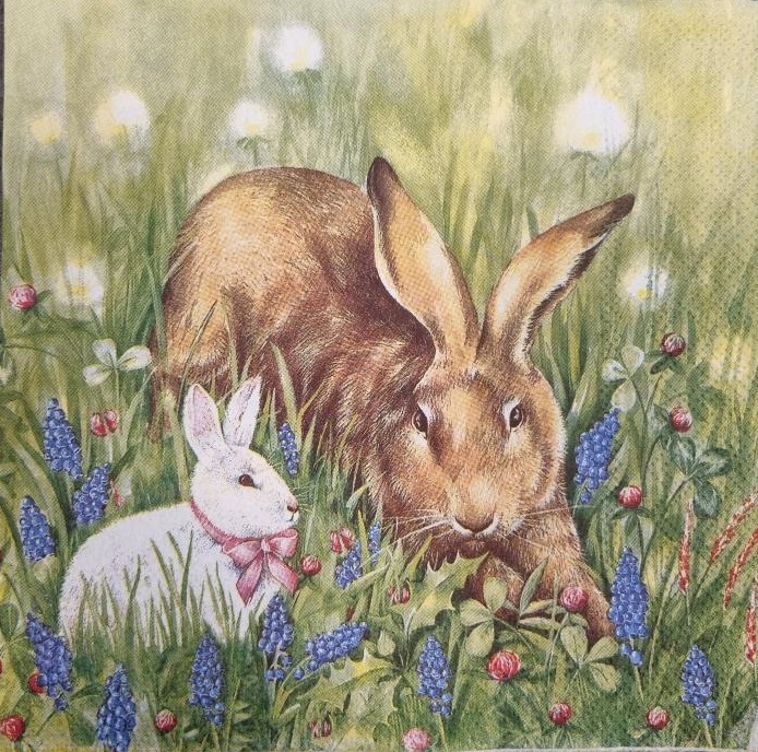 Ubrousek 33x33cm kuře zajíc