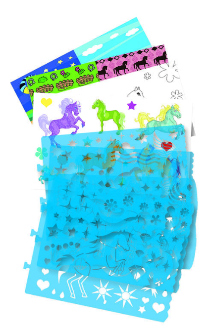 Kreativní kniha pro děti Šablony a samolepky kůň