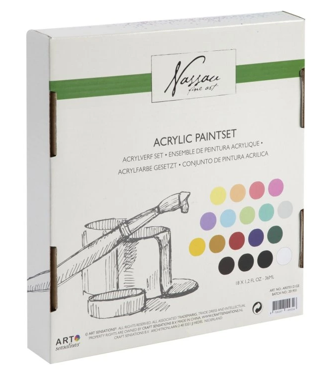 Akrylové barvy 18x36ml základní+pastel