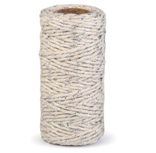 Bavlněná šňůra lurex stříbrná cca17m