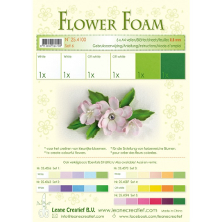 Pěnová guma Foamiran A4 (6ks) Bílozelený mix