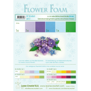 Pěnová guma Foamiran A4 (6ks) Modro-fialovo-zelená