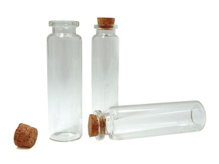 Skleněná lahvička s korkem 20x75mm 1ks