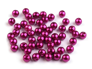 Plastové korálky perly Ø6mm fuchsie 40ks