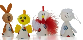 Skládačka Kohout kuře ovečka a zajíc kornout