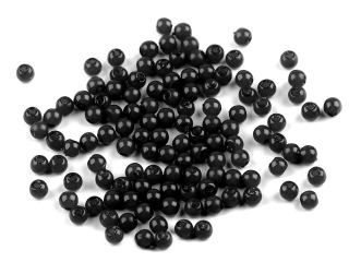 Plastové korálky perly Ø4mm černá cca10g