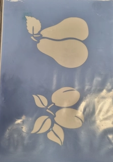 Šablona plast hrušky švestky 14x21cm