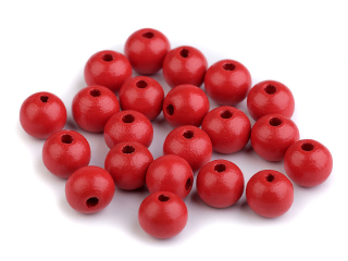 Dřevěné korálky o10mm 20g červená