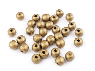 Dřevěné korálky metalické Ø10mm zlaté 20g