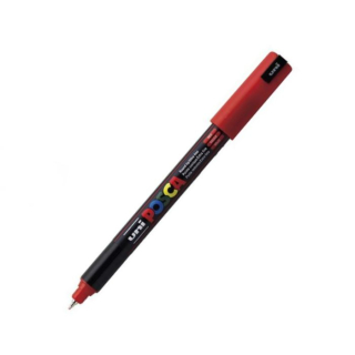 POSCA 1MR červený popisovač kovový hrot 0,7mm