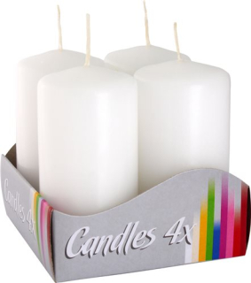 Svíčky advent 4x8cm bílá 4ks