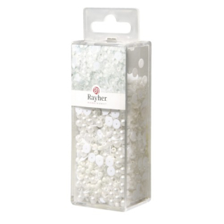 Korálkový mix 80g + drát 50m x0,3mm  - bílý