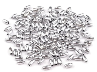 Plast perličky rýže 3x6mm cca10g stříbrná