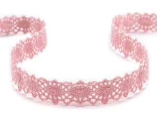 Krajka bavlněná paličkovaná š12mm 1m sv.růžová