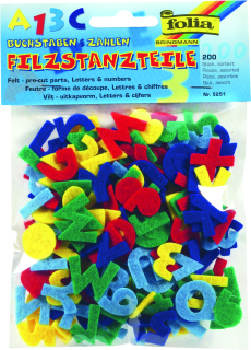 Filcová písmena a číslice 200ks mix