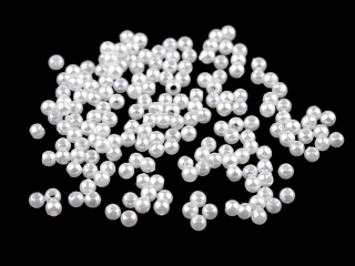 Plastové korálky perly Ø3mm cca30g bílá