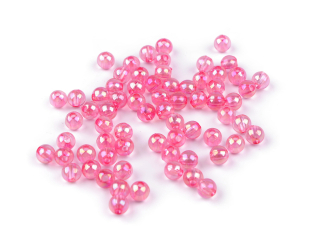 Plastové korálky duhové Ø6mm 10g růžová