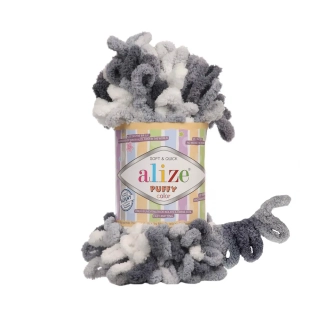 Příze Puffy Color šedá/černá/bílá mix Alize