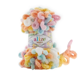 Příze Puffy Color růžovo/fial/zel/žlutá mix Alize