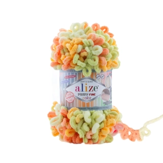 Příze Puffy Fine Color korál/oranž/zel Alize