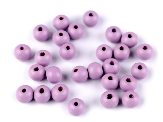 Dřevěné korálky o10mm 20g sv. fialová