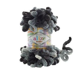 Příze Puffy Color černá šedá mix Alize