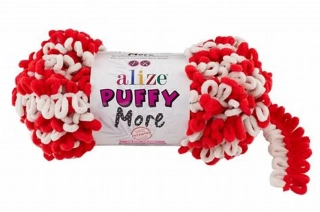 Příze Puffy More červená/bílá Alize