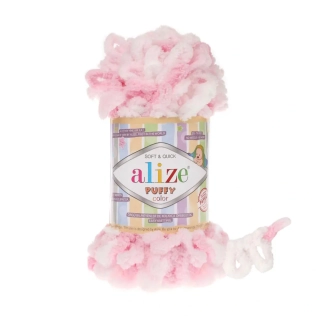 ..poslední 2ks Příze Puffy Color růžová/bílá mix Alize