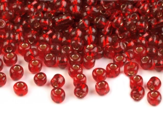 Rokajl 6/0 4mm s průtahem červená 50g