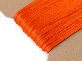 Šňůra saténová o2mm 1m oranž neon