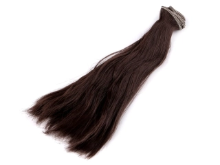 Paruka vlasy pro panenky 20cm hnědá střední
