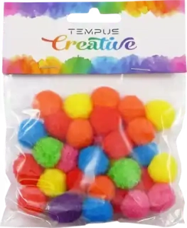 Bambulky pom 20mm mix neon 30ks 