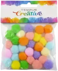 Bambulky pom 20mm mix pastel 30ks 