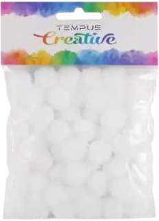 Bambulky pom poms 20mm 50ks bílý