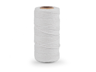 Bavlněná příze macrame o1,5mm rozčesávací bílo-krémová 