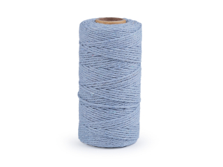 Bavlněná příze macrame o1,5mm rozčesávací sv.modrá