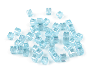 Plastové korálky s AB efektem kostka 6x6mm 10g modrá