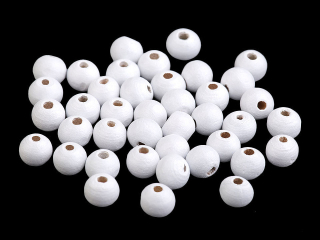 Dřevěné korálky o8mm 20g bílé