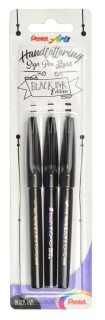 Popisovače štětcové Pentel brush pen černý 3ks 
